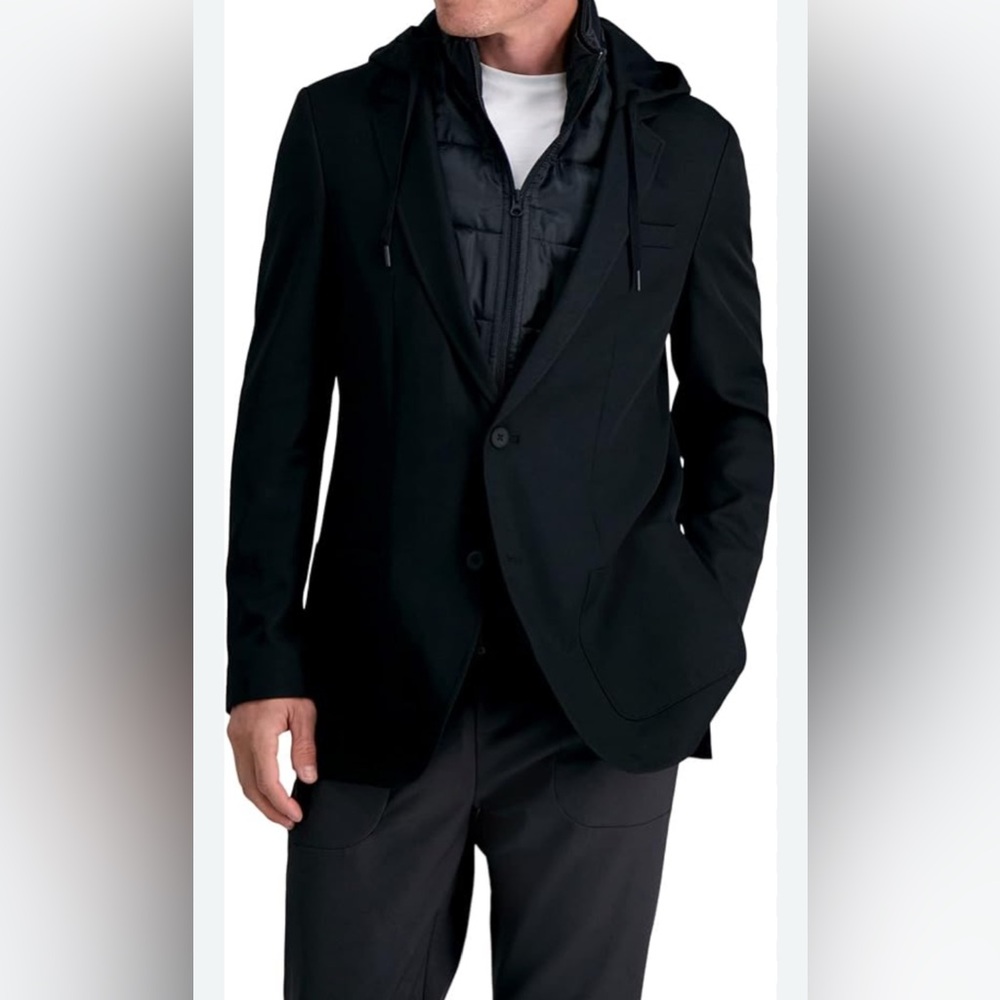 Zara Men's Black Hooded Blazer